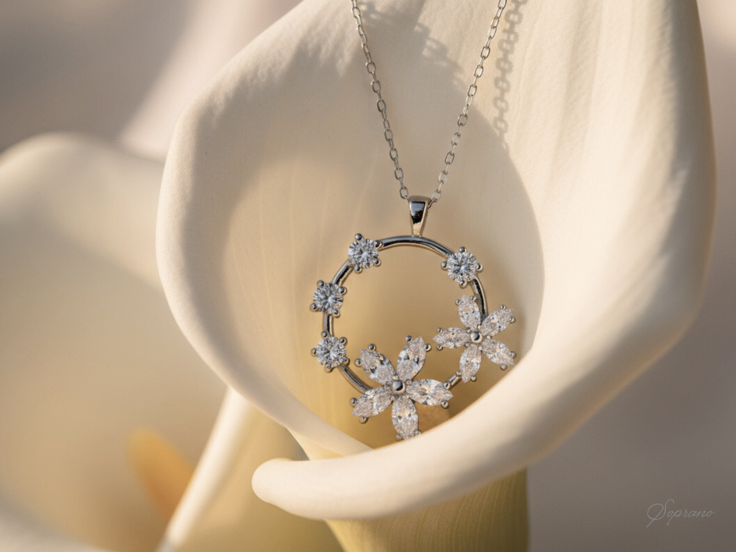 Ophelia Silver Floral Necklace