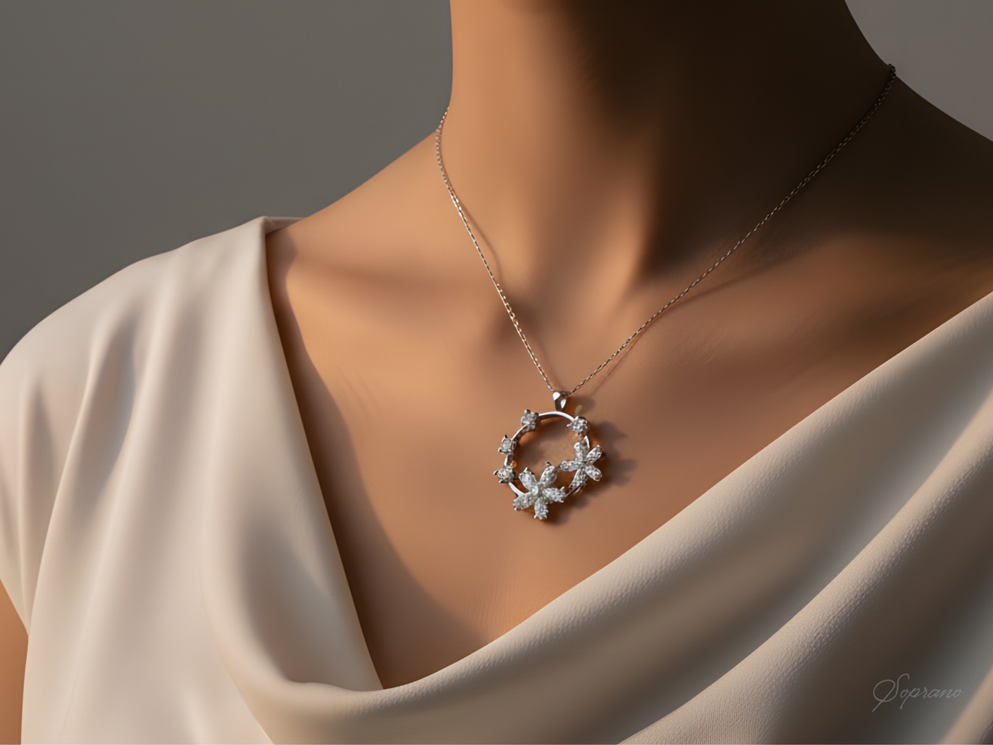 Ophelia Silver Floral Necklace